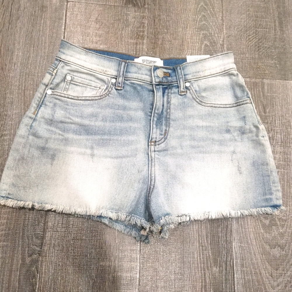 Pink high waisted cut off shorts